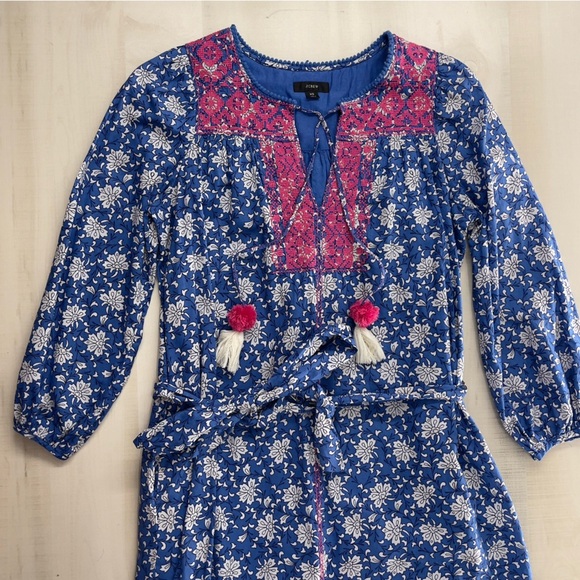 J CREW embroidered block print midi dress casual beautiful XS - Picture 8 of 11